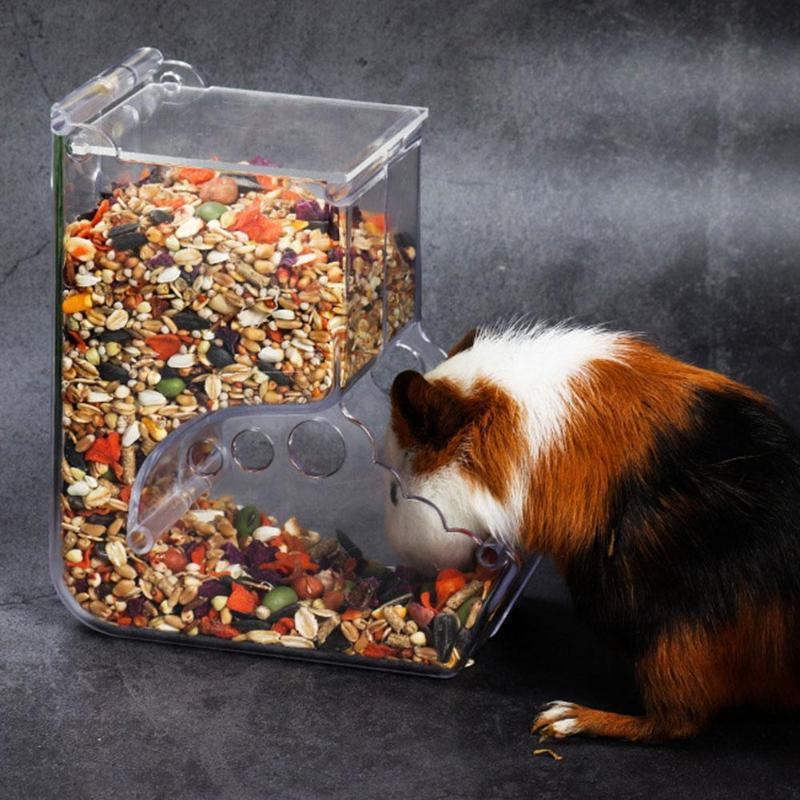 Transparent Plastic Hamster Feeder Food Box - Innovative Fixable Design